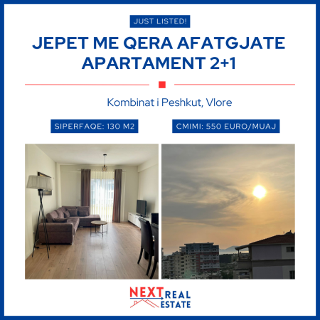 JEPET ME QERA AFATGJATE APARTAMENT 2+1+2 NE VLORE