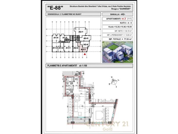 APARTAMENT 1+1 PER SHITJE NE KOMPLEKSIN E-88, LAPRAKE !