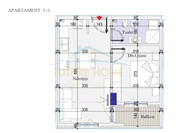 Shitet, Apartament 1+1, Tirana Entry, prane Casa Italia 75,000 €