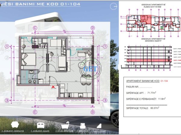 Shitet apartament 2+1 ne Mal te Robit,Durres