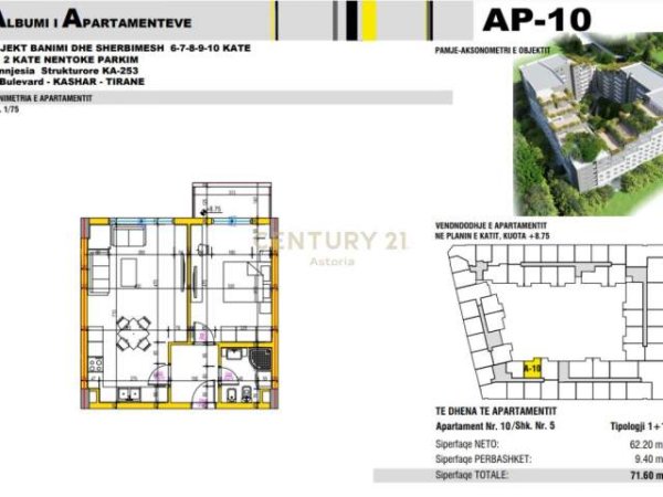 Tirane, shitet apartament 1+1+BLK Kati 2, 72 m² 57.280  (shkoze)