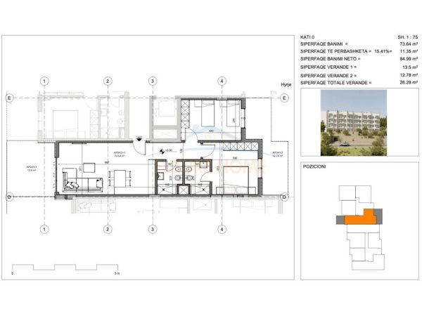 Shitet, Apartament 2+1, Rezidenca Ares 3,Sarande.RV38319