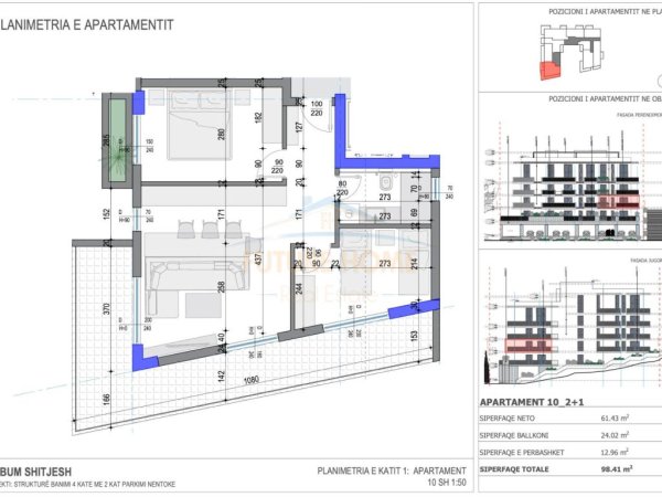 Shitet, Apartament 2+1, Rezidenca Ares 4,Sarande.RV38346