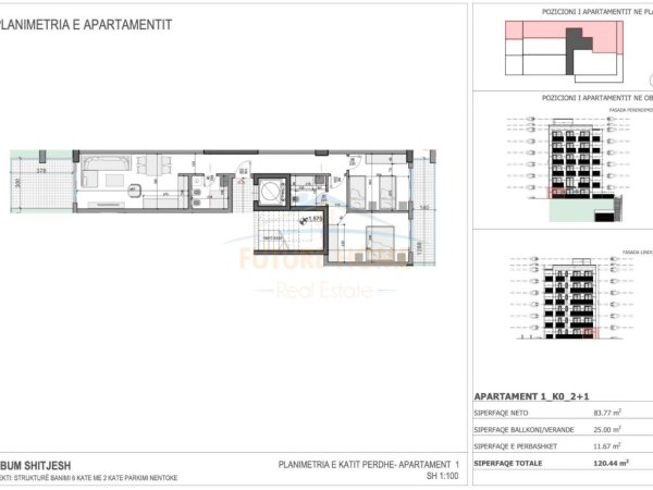 Shitet, Apartament 2+1,Rezidenca Ares 5,Sarande.RV38388