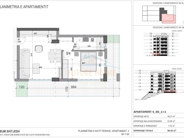 Shitet, Apartament 1+1,Rezidenca Ares 5,Sarande.RV38399