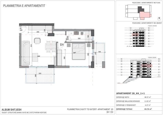 Shitet, Apartament 1+1,Rezidenca Ares 5,Sarande.RV38420