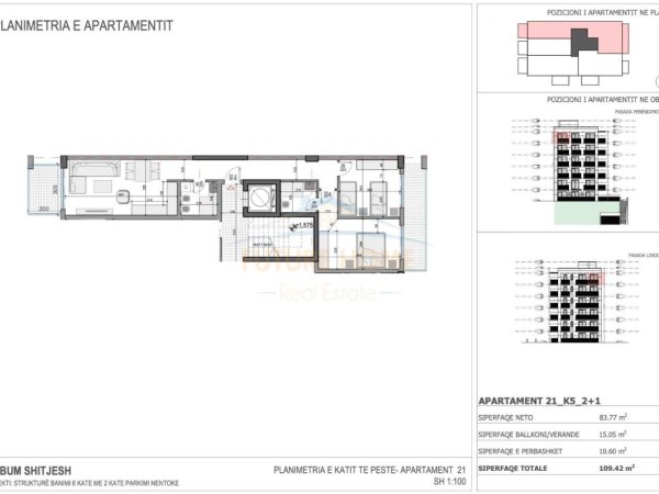 Shitet, Apartament 2+1,Rezidenca Ares 5,Sarande.RV38422