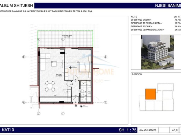 Shitet, Apartament 1+1,Rezidenca Kodra,Sarande.RV38429