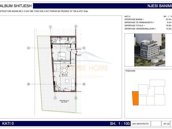 Shitet, Apartament 1+1,Rezidenca Kodra,Sarande.RV38434