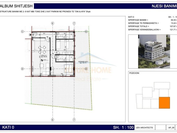 Shitet, Apartament 2+1,Rezidenca Kodra,Sarande.RV38437