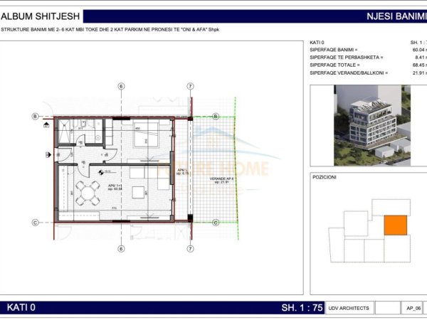 Shitet, Apartament 1+1,Rezidenca Kodra,Sarande.RV38439