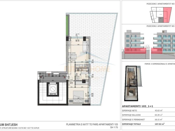 Shitet, Apartament 1+1, Kloi Rezidence ,Sarande.RV38462