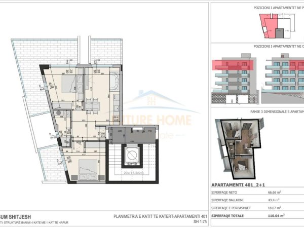 Shitet, Apartament 2+1, Kloi Rezidence ,Sarande.RV38468