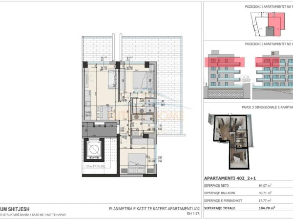 Shitet, Apartament 2+1, Kloi Rezidence ,Sarande.RV38469