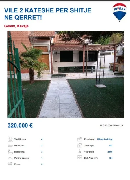 Vile luksoze per shitje tek Fshati Turistik Qerret Kavaje