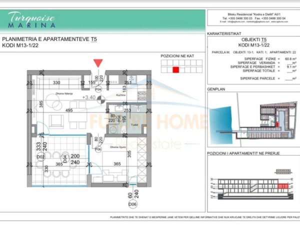 Shitet, Apartament 1+1 , “Turquoise Marina”, Gjiri I Lalëzit, Durrës.UNA38742