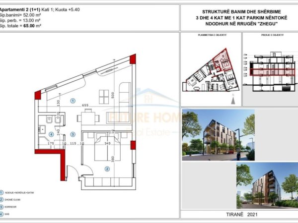 Shitet, Apartament 1+1, Ali Dem, Tiranë.  AREA38772