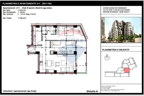 Shqiperi, shitet apartament 3+1 Kati 6, 122 m² 197.000 Euro (Tefta Tashko)