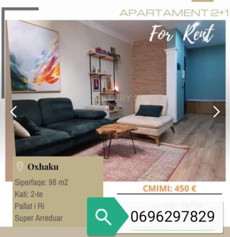 Tirane, jepet me qera apartament 2+1+BLK Kati 2, 98 m² 450 Euro