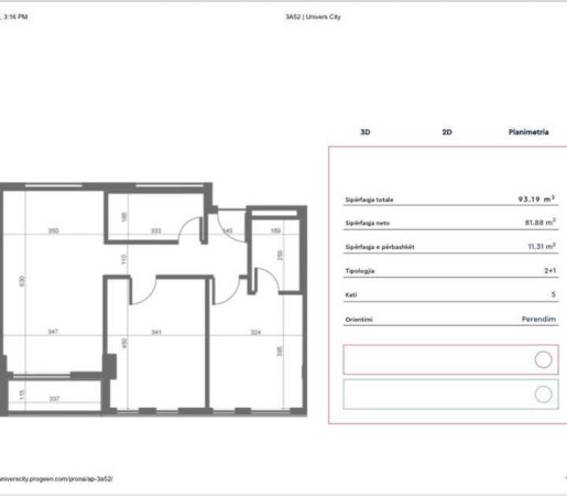 Shitet, Apartament 2+1, Univers City, Qtu.