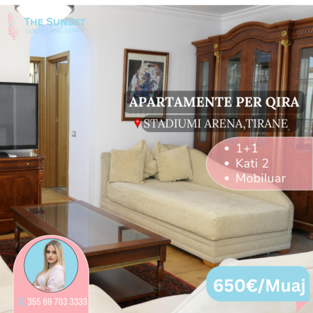 🔹Apartament me qira 1+1, prane Stadiumit "Air Albania", Tiranë🔹