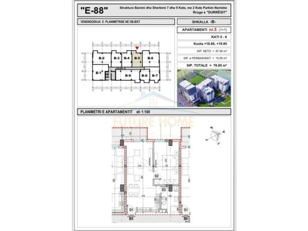 Shitet, Apartament 1+1, Kompleksi E-88 , Laprakë.