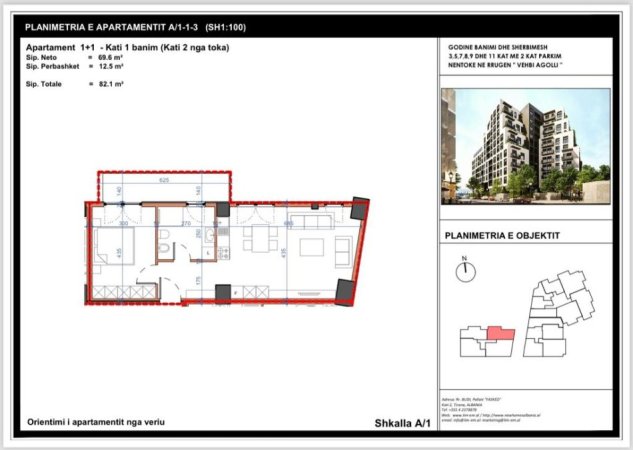 Shitet Apartament 1+1 Pazari i Ri