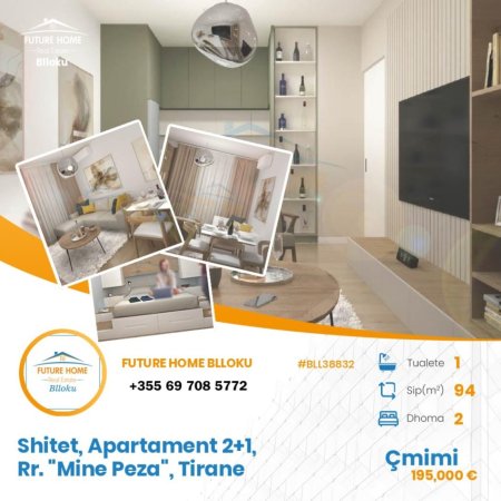 Shitet Apartament 2+1 Rr.Mine Peza