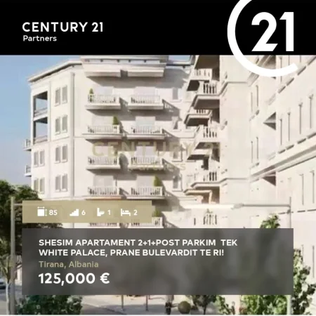 SHESIM APARTAMENT 2+1+POST PARKIM TEK WHITE PALACE, PRANE BULEVARDIT TE RI