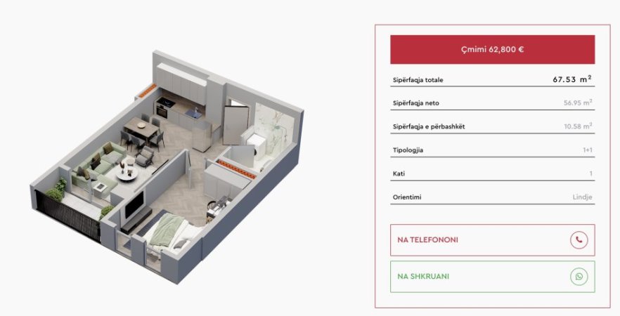 Shitet Apartament 1+1, Kompleksi Univers City!!!