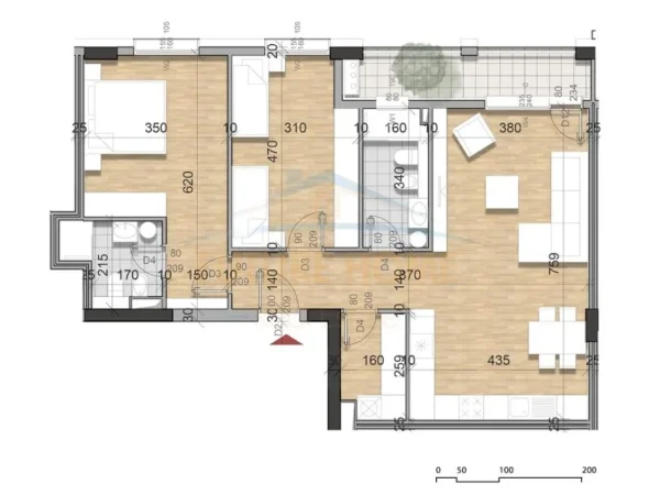 Shitet Apartament 2+1 Uaza Re,183100 Euro