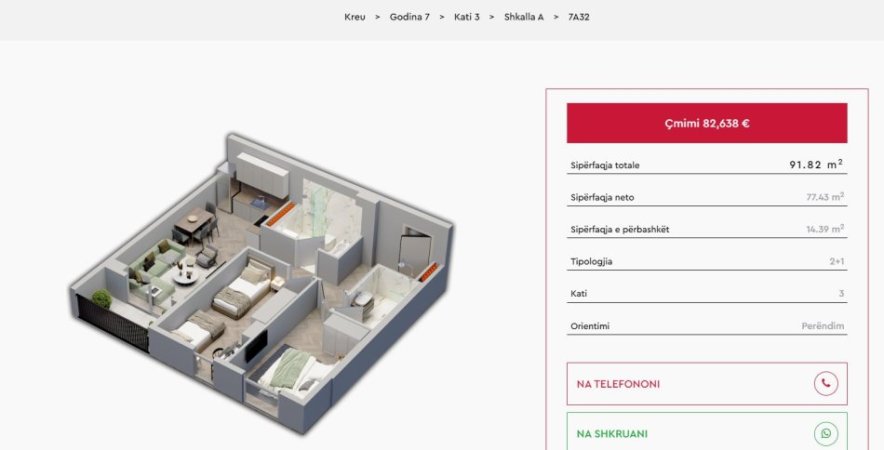 Shitet Apartament 2+1, Kompleksi Univers City!!!