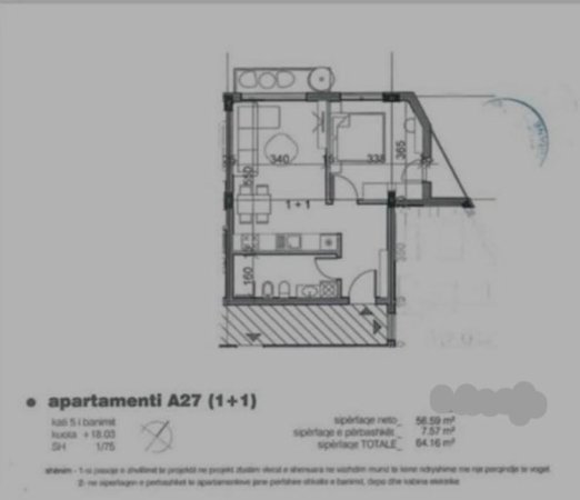 Apartament ne shitje 1+1 tek fusha Aviacionit