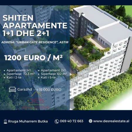 SHITEN APARTAMENTE 1+1 dhe 2+1, “URBAN GATE RESIDENCE”, ASTIR