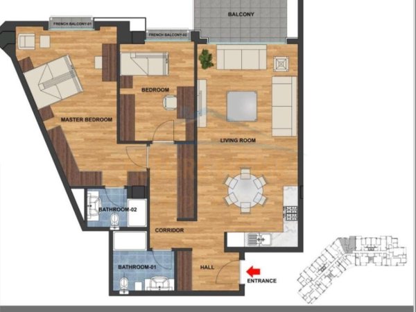 Shitet apartament 2+1+2 Palladium Residence Liqeni i Thate