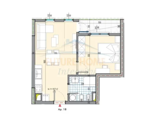 Shitet, Apartament 1+1, Univers City, Tiranë.