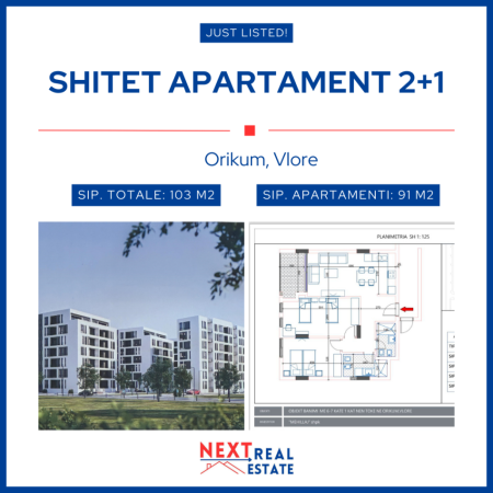 SHITET APARTAMENT 2+1 NE ORIKUM, VLORE