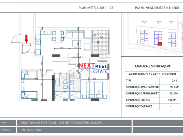 SHITET APARTAMENT 2+1 ME PAMJE DETI NE ORIKUM, VLORE