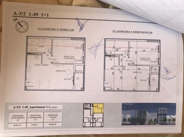 Shitet 1+1+Post parkimi  📍Kompleksi Progeen, zona Oxhaku 64.86 m2