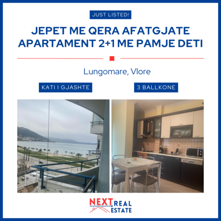 JEPET ME QERA AFATGJATE APARTAMENT 2+1 ME PAMJE DETI NE LUNGOMARE, VLORE