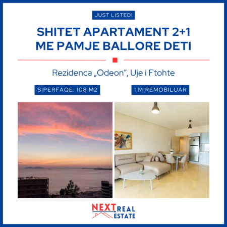 SHITET APARTAMENT 2+1 ME PAMJE BALLORE DETI NE UJE TE FTOHTE, VLORE