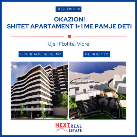 REZERVO PRONEN VETEM ME 500€! OKAZION! SHITET APARTAMENT 1+1 ME PAMJE DETI NE UJE TE FTOHTE, VLORE