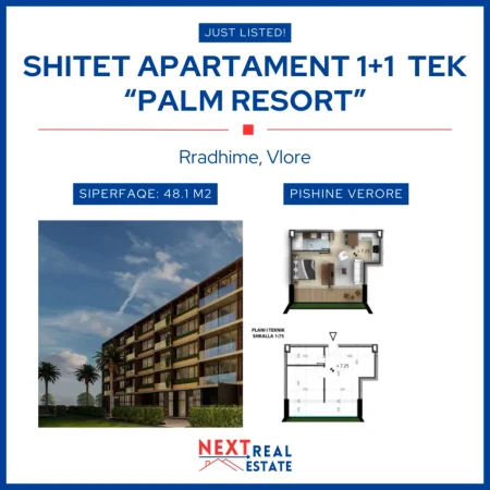 REZERVO PRONEN VETEM ME 500€! shitet apartament Kati 2, 48 m² , 105,820 EURO (Rradhime, Vlore)