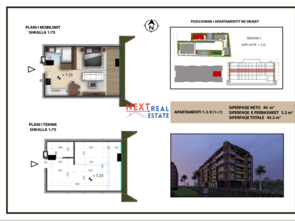 REZERVO PRONEN VETEM ME 500€!  shitet apartament Kati 2, 45 m², 99.440 EURO (Rradhime, Vlore)