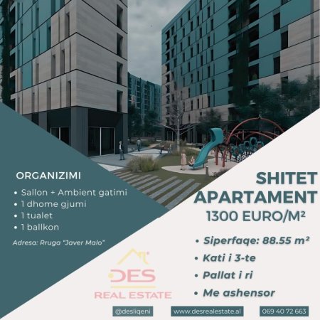 SHITET APARTAMENT 1+1, RRUGA “JAVER MALO", TIRANË