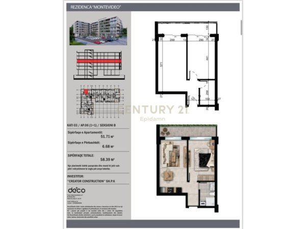 Apartament 1+1 Për Shitje tek Mali i Robit ''Montevideo Residence '' ! Mundesi pagese me keste !!