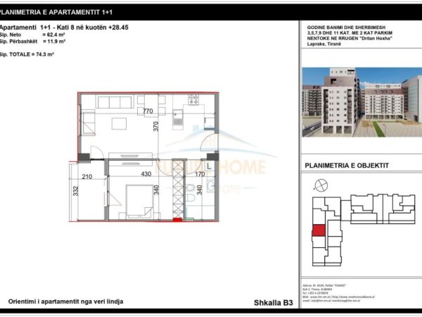 Shitet, Apartament, 1+1, Kompleksi Aura, Laprake