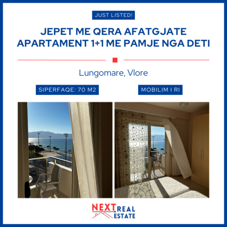 JEPET ME QERA AFATGJATE APARTAMENT 1+1 ME PAMJE NGA DETI NE LUNGOMARE