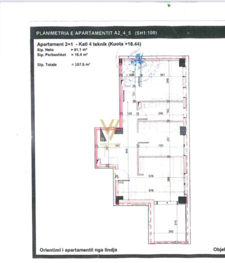 SHITET APARTAMENT 2+1+2+ BLK TE KOMPLEKSI NOVUS , BLV I RI 209.625 EURO