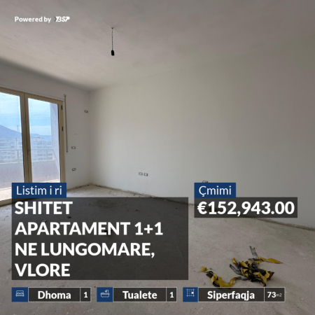 SHITET APARTAMENT 1+1 NE LUNGOMARE, VLORE